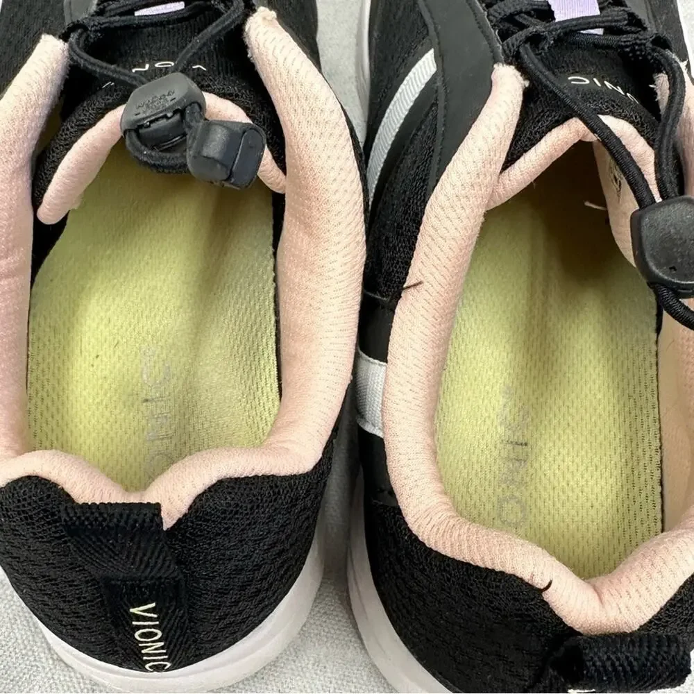 Vionic‎ Maren elastic lace toggle closure comfort walking sneaker black size 9.5